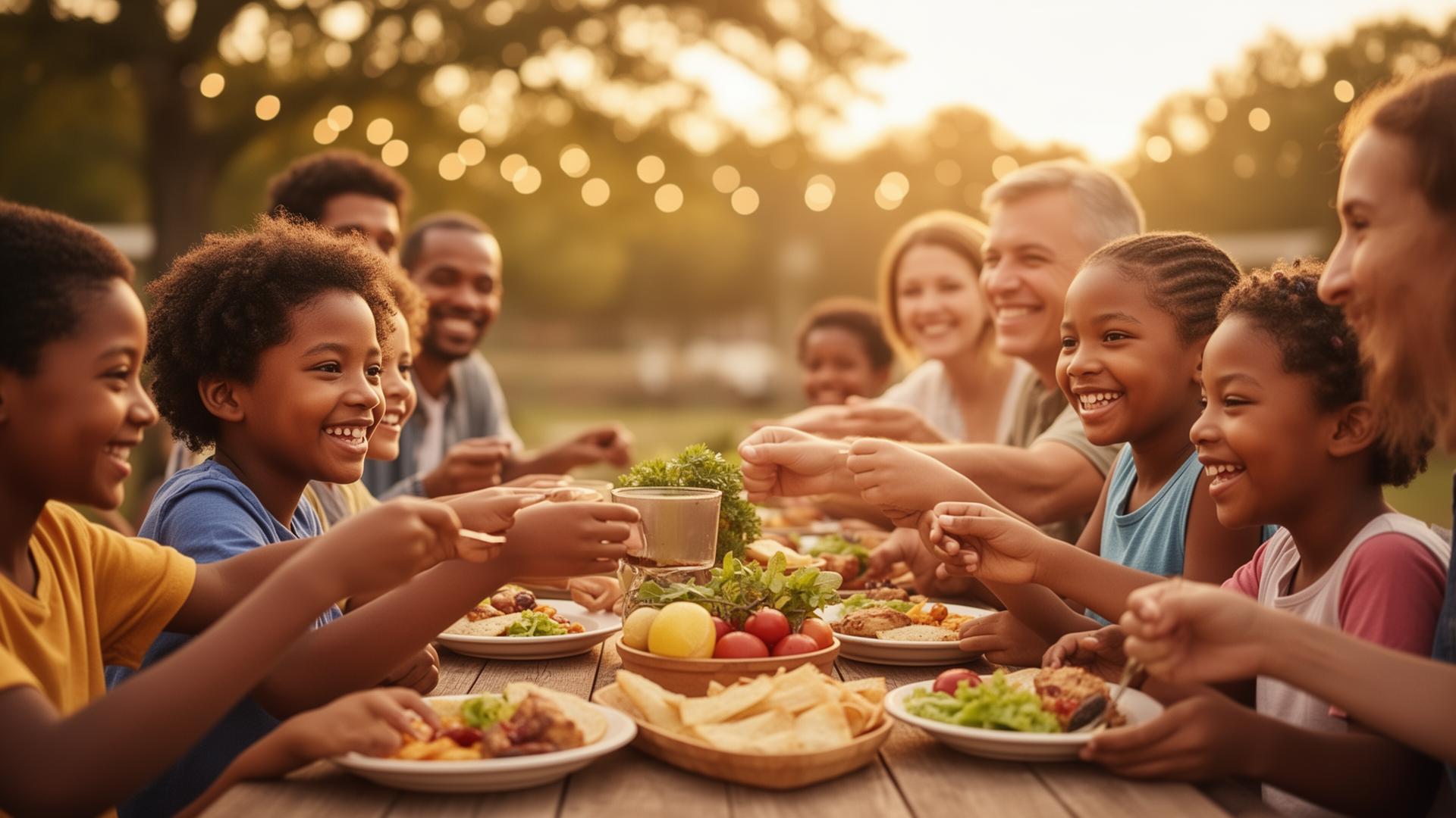 Our community sharing a meal